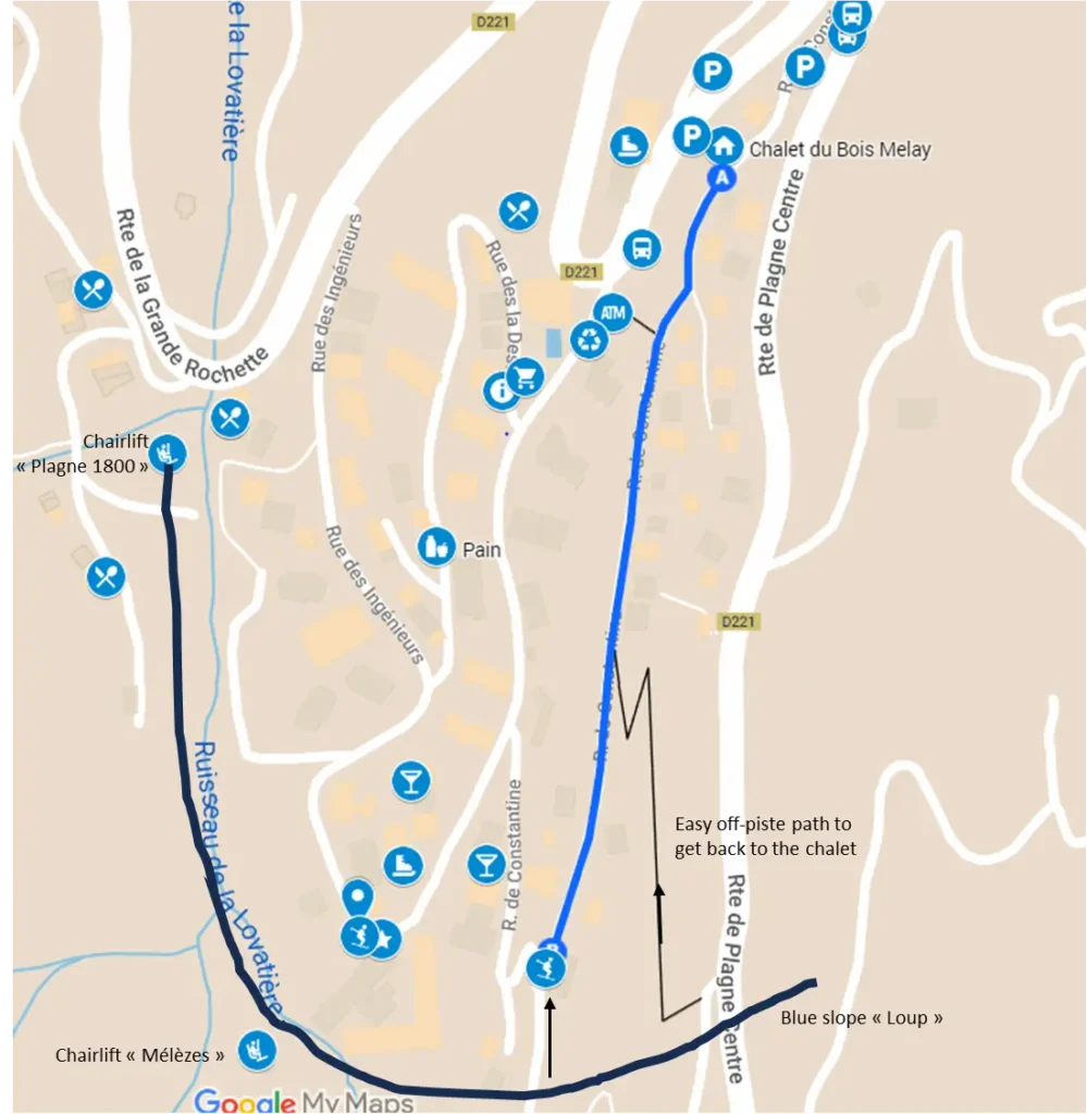 Ski access Plagne 1800